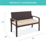 Best Choice Products Outdoor Bench 2-Person Wicker Garden Patio Benches Seating Furniture for Backyard, Porch w/Seat Cushion, 700lb Capacity - Brown/Tan