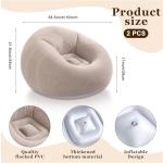 Realspring Inflatable Bean Bag Chairs Outdoor Blow up Camping Chairs Inflatable Lazy Sofa Folding Portable Bean Bag Loungers Couch for Movie Night(Coffee,2 Pcs)