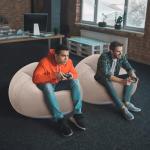 Realspring Inflatable Bean Bag Chairs Outdoor Blow up Camping Chairs Inflatable Lazy Sofa Folding Portable Bean Bag Loungers Couch for Movie Night(Coffee,2 Pcs)