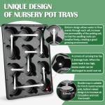 RooTrimmer 4 Inch Plastic Plant Pots 60 Pcs and 12 Cell Nursery Pots Trays 5 Pcs, Thick Sturdy Seeds Starting Germination Shuttle Carrying Trays, Black Small Planter Nursery Propagation 5 Sets