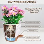 Tinecio 7/6.5/6/5.5/5 Inch Self Watering Pots, Plastic Flower Pots with Multi Mesh Drainage Holes and Deep Reservoir for Indoor Outdoor Garden Plants and Flowers (White, 5/5.5/6/6.5/7)