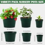 RooTrimmer 15 Pack 4/6/8 Inch Plant Nursery Pots, Sturdy Plant Pots with Drainage Holes, Ideal for Seedlings, Indoor/Outdoor Use, Green