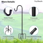 ToyHotels Shepherd Hooks for Outdoor, 1 Pack 62 Inch Bird Feeder Pole with 5 Prongs Base for Hanging Lantern, Hummingbird Feeder, Lightweight Plant, Shepherds Hook for Bird Feeders for Outside