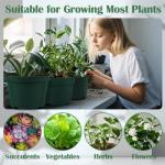 RooTrimmer 15 Pack 4/6/8 Inch Plant Nursery Pots, Sturdy Plant Pots with Drainage Holes, Ideal for Seedlings, Indoor/Outdoor Use, Green