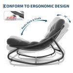 IDEALHOUSE Outdoor Rocking Chair with Metal Frame, Adjustable Papasan Rocker, Waterproof Comfy Cushion, 450lbs Capacity, for Patio, Porch, Garden, Living Room, Dark Grey