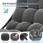 IDEALHOUSE Outdoor Rocking Chair with Metal Frame, Adjustable Papasan Rocker, Waterproof Comfy Cushion, 450lbs Capacity, for Patio, Porch, Garden, Living Room, Dark Grey