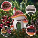 FHWTY Mushroom House Garden Statue Outdoor, Solar Light Mushroom House Garden Figurines for Lawn, Balcony, Yard Decoration, Outdoor Garden Decoration