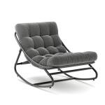 IDEALHOUSE Outdoor Rocking Chair with Metal Frame, Adjustable Papasan Rocker, Waterproof Comfy Cushion, 450lbs Capacity, for Patio, Porch, Garden, Living Room, Dark Grey
