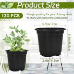 Woozettn 120 Packs Flexible Plastic Nursery Pots,4 Inch Thickened Soft Plastic Pots with Drainage Holes,Garden Seedling Pot for Succulents,Transplanting,Cuttings(Black)