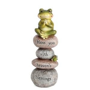 Xintim Garden Yoga Frog Statue Decor Meditation Zen Yoga Frog Figurines for Home and Garden Decoration, Gifts for Women Patio Yard Lawn Outdoor Sculptures, Bless You