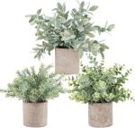 3 Pack Mini Artificial Eucalyptus Potted Plants