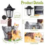 YEPOTUE Solar Cat Outdoor Statues, Garden Sculptures with Flowerpot Decor & Solar Lantern for Yard Art Lawn Ornaments Porch Patio Balcony - Idea Gifts for Women Mom Grandma