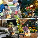 YEPOTUE Solar Cat Outdoor Statues, Garden Sculptures with Flowerpot Decor & Solar Lantern for Yard Art Lawn Ornaments Porch Patio Balcony - Idea Gifts for Women Mom Grandma