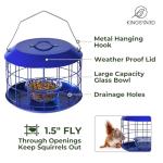 Kingsyard Bluebird Feeders for Outdoors Hanging, All Metal, Cage Mealworm Bird Feeder with Tray, Squirrel Proof & Weatherproof, Easy to Refill & Clean (Blue)