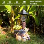 YEPOTUE Solar Cat Outdoor Statues, Garden Sculptures with Flowerpot Decor & Solar Lantern for Yard Art Lawn Ornaments Porch Patio Balcony - Idea Gifts for Women Mom Grandma