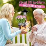 YEPOTUE Solar Cat Outdoor Statues, Garden Sculptures with Flowerpot Decor & Solar Lantern for Yard Art Lawn Ornaments Porch Patio Balcony - Idea Gifts for Women Mom Grandma