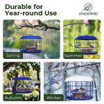 Kingsyard Bluebird Feeders for Outdoors Hanging, All Metal, Cage Mealworm Bird Feeder with Tray, Squirrel Proof & Weatherproof, Easy to Refill & Clean (Blue)