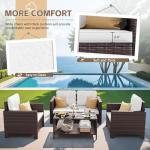 Homall 4 Pieces Patio Furniture Sets Rattan Chair Wicker Conversation Sofa Set, Outdoor Indoor Backyard Porch Garden Poolside Balcony Use (Beige)