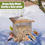 IWNTWY Bird Feeder, Heavy Duty Metal Bird Feeders for Outdoor Hanging, Wild Birdfeeder with Buckle for Garden Yard Outside Backyard, 3.5LB Large Capacity