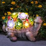 GIGALUMI 11.5 Inch Solar Garden Statues Turtle Figurine Lights for Outside Garden Decor, Yard Decorations Outdoor Housewarming Gifts for Mom, Women for Mothers Day