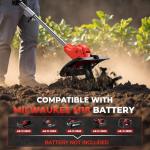 Cordless Tiller Cultivator for Milwaukee M18 Battery, 360RPM Electric Tiller for Gardening, 11.8in Tilling Width ＆ 8.6in Depth, Battery Powered Tiller for Lawn/Soil Cultivation (Battery Not Included)
