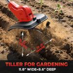Cordless Tiller Cultivator for Milwaukee M18 Battery, 360RPM Electric Tiller for Gardening, 11.8in Tilling Width ＆ 8.6in Depth, Battery Powered Tiller for Lawn/Soil Cultivation (Battery Not Included)
