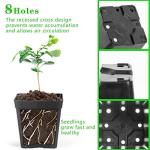 June Fox Square Nursery Pots 3.3 Inches Flexible Plastic Seedling Pots Square Pots for Plants, Succulent, Flower, Pack of 60, with 60 PCS Plant Labels