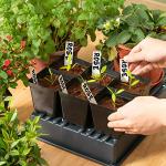 June Fox Square Nursery Pots 3.3 Inches Flexible Plastic Seedling Pots Square Pots for Plants, Succulent, Flower, Pack of 60, with 60 PCS Plant Labels