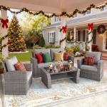 Wisteria Lane Grey Rattan Outdoor Sofa Set