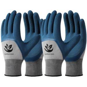Trifabricy Garden Gloves for Women Men - 6 Pairs Breathable Hard-wearing Latex Coated Gardening Gloves for Women, Indoor/Outdoor Protective Working Gloves with Grip, Blue & Grey