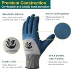 Trifabricy Garden Gloves for Women Men - 6 Pairs Breathable Hard-wearing Latex Coated Gardening Gloves for Women, Indoor/Outdoor Protective Working Gloves with Grip, Blue & Grey