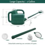 2 Gallon Watering Can for Outdoor Plants with Removable Long Spout and Stainless Steel Sprinkler Head, Large Plastic Watering Can for Garden Flowers Plants