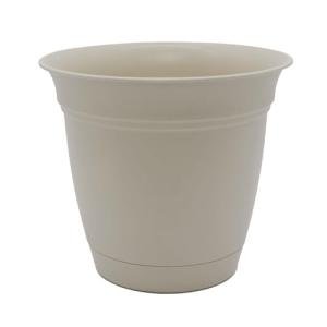 The HC Companies Eclipse Round Planter with Saucer - Outdoor & Indoor Plant Pot with Drainage Holes - Lightweight, UV-Resistant Plastic Pots for Plants, Flowers & Herbs (16" Cottage Stone, Pack of 1)