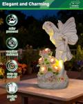 Garden Figurines Angel Garden Statue Outdoor Decor, Solar Powered Resin Sculpture with 5 LEDs Art Decoration for Patio Lawn Yard Porch, Ornament Housewarming Garden Gift, 12.8 x 7.5 x 6.1 Inch