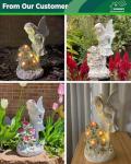 Garden Figurines Angel Garden Statue Outdoor Decor, Solar Powered Resin Sculpture with 5 LEDs Art Decoration for Patio Lawn Yard Porch, Ornament Housewarming Garden Gift, 12.8 x 7.5 x 6.1 Inch