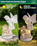 Garden Figurines Angel Garden Statue Outdoor Decor, Solar Powered Resin Sculpture with 5 LEDs Art Decoration for Patio Lawn Yard Porch, Ornament Housewarming Garden Gift, 12.8 x 7.5 x 6.1 Inch