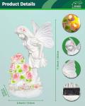 Garden Figurines Angel Garden Statue Outdoor Decor, Solar Powered Resin Sculpture with 5 LEDs Art Decoration for Patio Lawn Yard Porch, Ornament Housewarming Garden Gift, 12.8 x 7.5 x 6.1 Inch