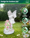 Garden Figurines Angel Garden Statue Outdoor Decor, Solar Powered Resin Sculpture with 5 LEDs Art Decoration for Patio Lawn Yard Porch, Ornament Housewarming Garden Gift, 12.8 x 7.5 x 6.1 Inch