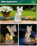 Garden Figurines Angel Garden Statue Outdoor Decor, Solar Powered Resin Sculpture with 5 LEDs Art Decoration for Patio Lawn Yard Porch, Ornament Housewarming Garden Gift, 12.8 x 7.5 x 6.1 Inch