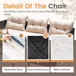 Devoko Outdoor Patio Furniture 3-Piece Rattan Waterproof Outdoor Sectional Sofa All-Weather L Shaped Patio Couch with Cushion Glass Table for Balcony, Garden (Beige)