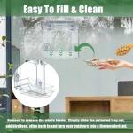 SVEDVK Clear Window Bird Feeder with Strong Suction Cups – Clear Bird Feeding Station with Dual Seed Tray & Water Bowl – Easy to Install and Clean for Outdoor Viewing