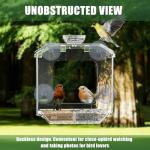 SVEDVK Clear Window Bird Feeder with Strong Suction Cups – Clear Bird Feeding Station with Dual Seed Tray & Water Bowl – Easy to Install and Clean for Outdoor Viewing