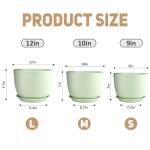 YNNICO Plant Pots 12/10/9 inch Set of 3, Flower Pots with Multi Mesh Drainage Holes, Large Planters for Indoor Outdoor Garden Plants and Flowers. (Green)