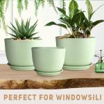 YNNICO Plant Pots 12/10/9 inch Set of 3, Flower Pots with Multi Mesh Drainage Holes, Large Planters for Indoor Outdoor Garden Plants and Flowers. (Green)