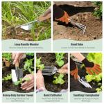 Gardening Tools Set of 10, Heavy Duty Stainless Steel Garden Hand Tools with Floral Tote Bag, Rust-Proof Garden Tools for Gardening, Gardening Gifts for Women, Men and Plant Lover