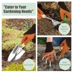 Gardening Tools Set of 10, Heavy Duty Stainless Steel Garden Hand Tools with Floral Tote Bag, Rust-Proof Garden Tools for Gardening, Gardening Gifts for Women, Men and Plant Lover