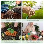 Gardening Tools Set of 10, Heavy Duty Stainless Steel Garden Hand Tools with Floral Tote Bag, Rust-Proof Garden Tools for Gardening, Gardening Gifts for Women, Men and Plant Lover