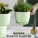 YNNICO Plant Pots 12/10/9 inch Set of 3, Flower Pots with Multi Mesh Drainage Holes, Large Planters for Indoor Outdoor Garden Plants and Flowers. (Green)