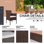 Shintenchi 4 Piece Outdoor Patio Furniture Set, Wicker Rattan Patio Conversation Set, Outdoor Chairs and Loveseat with Coffee Table for Porch, Yard & Poolside (Brown)