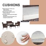 Shintenchi 4 Piece Outdoor Patio Furniture Set, Wicker Rattan Patio Conversation Set, Outdoor Chairs and Loveseat with Coffee Table for Porch, Yard & Poolside (Brown)